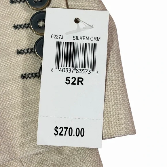 NWT $270 Paisley & Gray Slim Fit Blazer Silken Cream Elbow Patches Men's 52R
